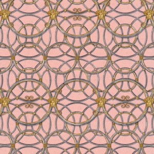 Caselio|Papel pintado minimalista blanco y dorado, patrón geométrico|Circulos