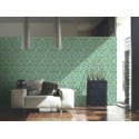Papeldecor|Metallic circles wallpaper in classic baroque style, green and gold|Wallpaper
