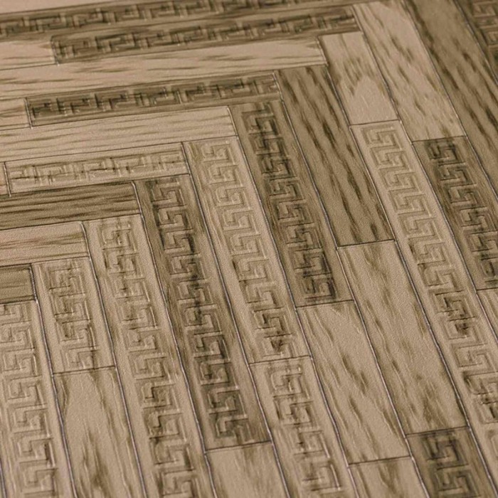 Papeldecor|Papier peint bois sculpté en motif chevron brun|Imitation Bois