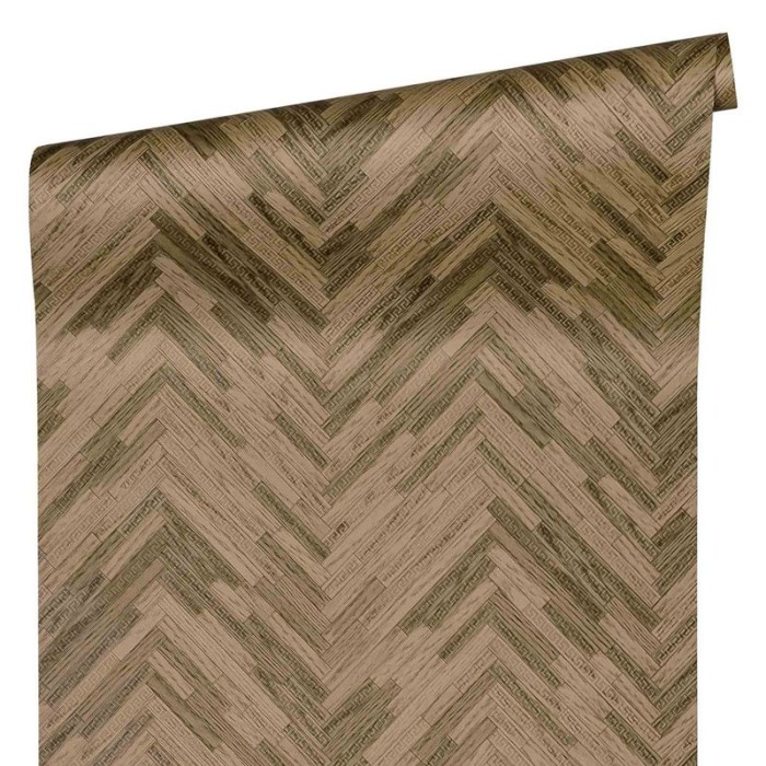 Papel pintado madera tallada forma de espiga marrón -  219-2032