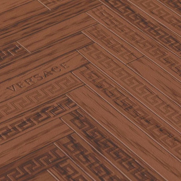 Papeldecor|Carved wood wallpaper in herringbone pattern, mahogany|Wood Imitation