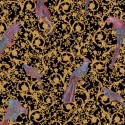 Papeldecor|Klassische Barocktapete mit Vögeln und Ornamenten in Schwarz und Gold|Tapeten