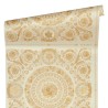 Papeldecor|Papel pintado barroco floral ornamental beige y dorado|Papel Pintado