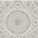 Papeldecor|Papier peint baroque circulaire floral et ornemental argenté|Papier Peint