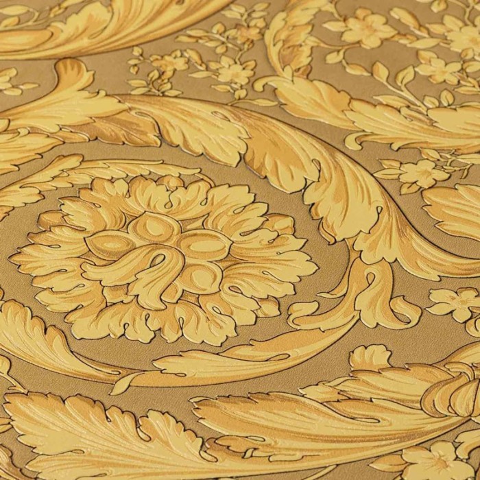 Papeldecor|Klassische Ornamenttapete mit goldmetallisierter Struktur|Tapeten