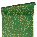 Papeldecor|Papier peint à petites fleurs métallisé vert et or|Papier Peint
