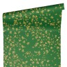 Papeldecor|Papel pintado flores pequeñas metalizado verde y dorado|Papel Pintado