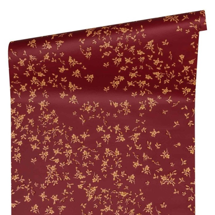 Papeldecor|Small flowers wallpaper, red and gold metallic|Wallpaper