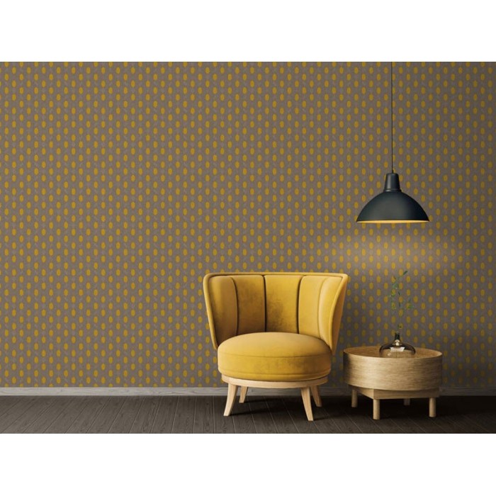 Papeldecor|Moderne Tapete mit kleinen Rauten in Braun und Gelb|Tapeten