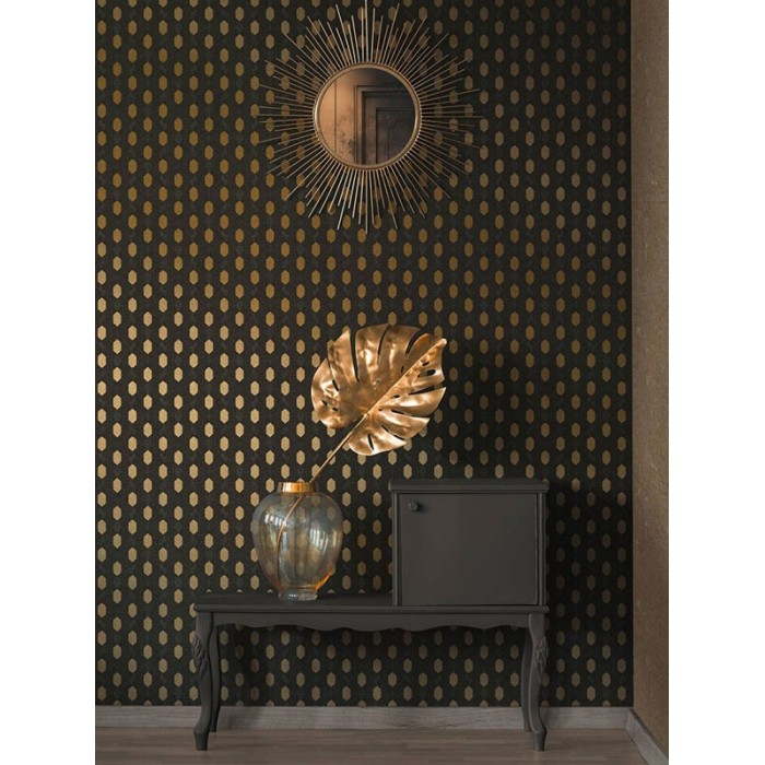 Papeldecor|Modern ethnic-style wallpaper in brown with a glossy finish|Wallpaper