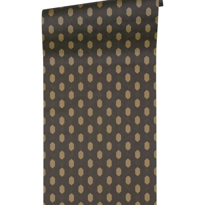 Papeldecor|Modern ethnic-style wallpaper in brown with a glossy finish|Wallpaper