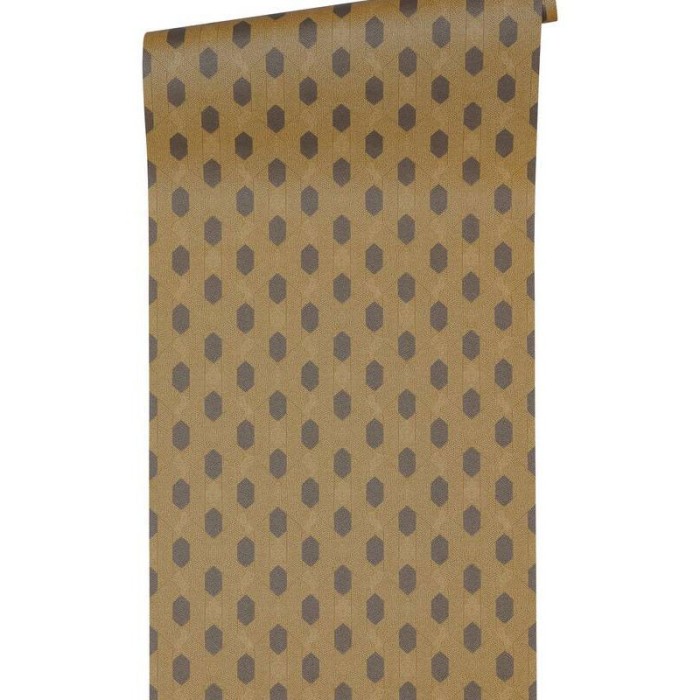 Papel pintado rombos pequeños estilo étnico moderno ocre y marrón -  219-2062