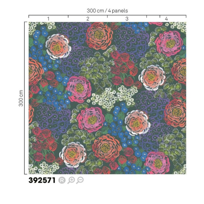 Eijffinger|Mural pared flores multicolor en paneles|Murales de Pared