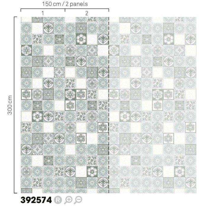 Eijffinger|Papier peint panoramique carreaux usés blanc gris|Panoramiques