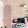 Eijffinger|Mural pared mosaico azulejos beige y rosa|Murales de Pared
