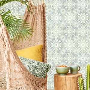 Casamance|Mural pared paisaje montañoso arte asiático marrón beige|Murales de Pared
