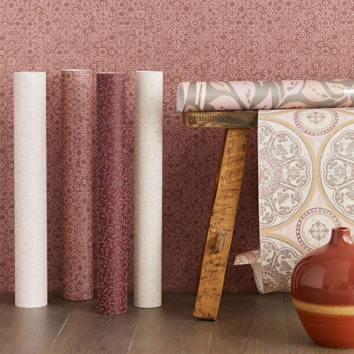 Papel pintado flores pequeñas blanco brillo romántico escandinavo - Eijffinger Carmen 392536