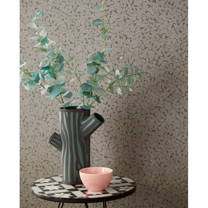 Eijffinger|Papier peint romantique feuilles en relief marron taupe|Papier Peint