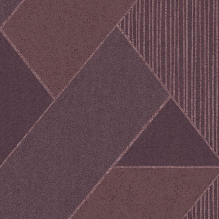 Eijffinger|Elegant geometric wallpaper in aubergine red and copper|Wallpaper