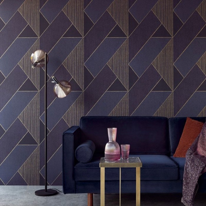 Eijffinger|Elegant geometric wallpaper in cream white and gold|Wallpaper