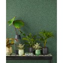 Papeldecor|Papier peint romantique imprimé feuilles en relief vert|Papier Peint