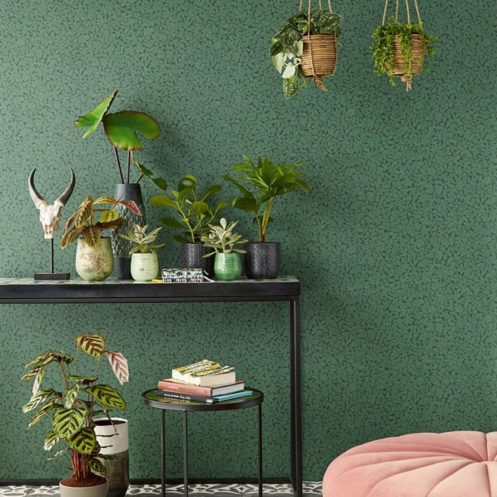 Papeldecor|Vliestapete Romantischer Blätterdruck mit Relief Grün|Tapeten