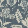 Papeldecor|Vliestapete Gefärbte Stoffoptik mit Blumen und Blättern, Blau|Tapeten