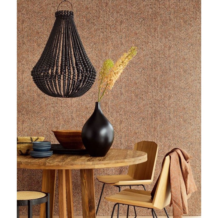 Papeldecor|Papel pintado efecto tela con motivos étnicos marrón terracota|Papel Pintado