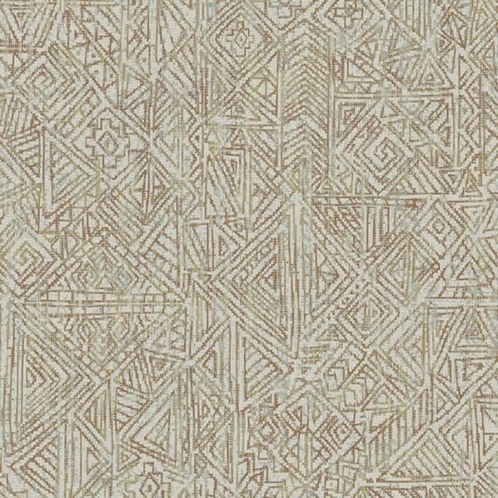 Papel pintado étnico efecto tela verde claro -  219-2171