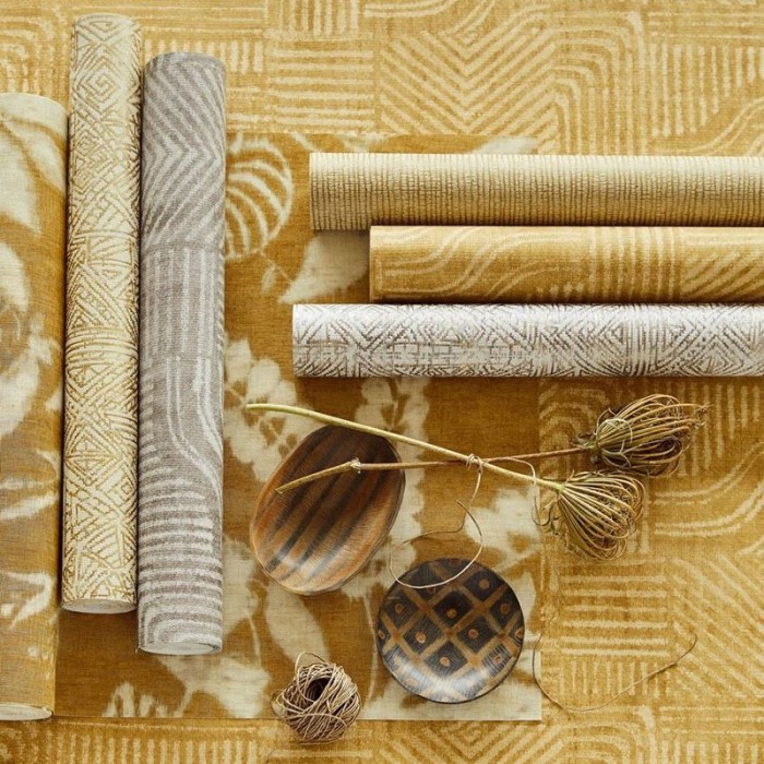 Papeldecor|Papel pintado motivos étnicos amarillo ocre|Papel Pintado