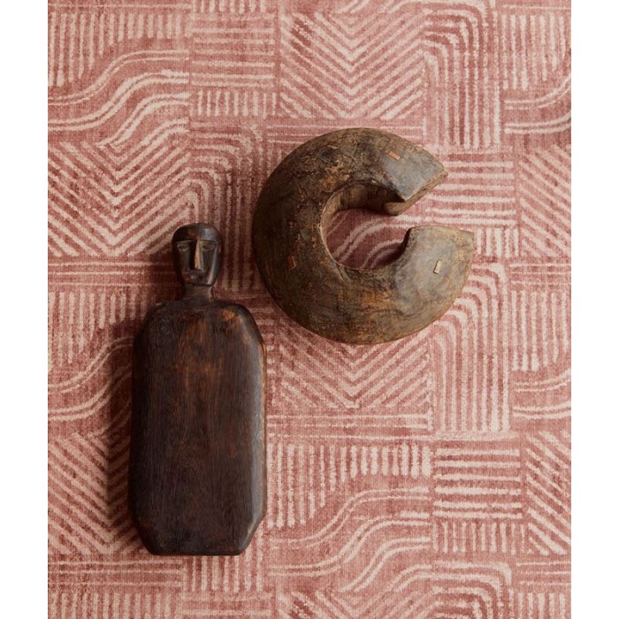 Papel pintado étnico efecto tela teñida rojo y rosa -  219-2176