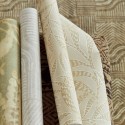 Papeldecor|Papier peint design élégant avec feuilles en relief et brillant crème blanc|Papier Peint