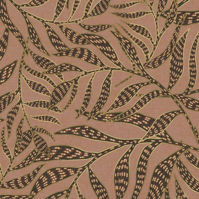 Papeldecor|Papel pintado terracota con moderno estampado de hojas efecto brillo y relieves|Papel Pintado