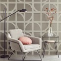 Papeldecor|Papier peint géométrique à cercles style moderne gris taupe|Papier Peint