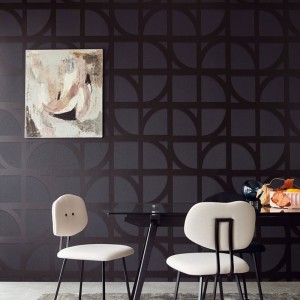 Casadeco|Geometric composition wallpaper with black circle shapes|Circles