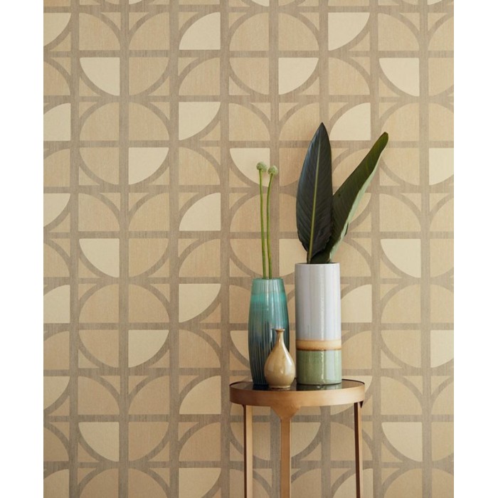 Papeldecor|Papel pintado diseño moderno con círculos efecto tiza tonos ocre|Papel Pintado