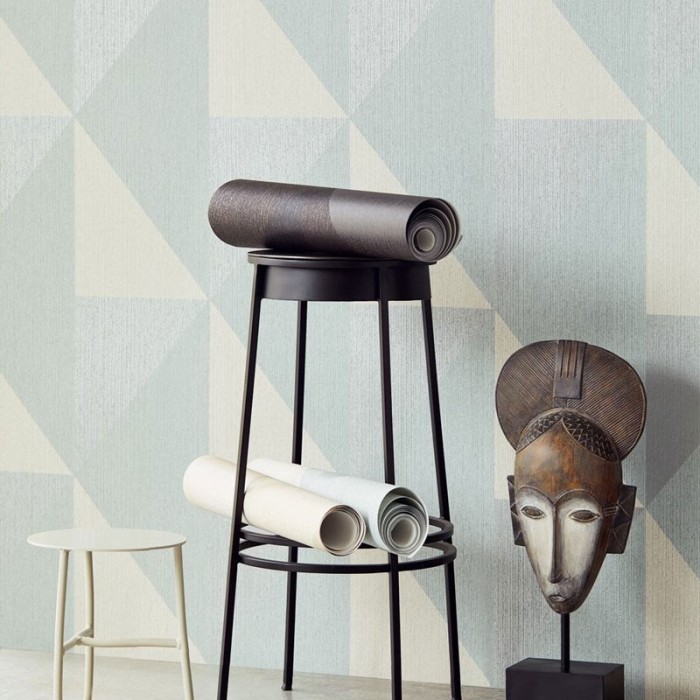 Papeldecor|Papel pintado moderno de rombos verde y gris plata|Papel Pintado