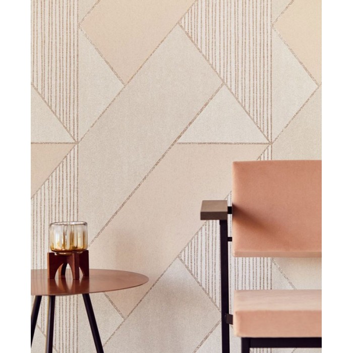Papeldecor|Tapete geometrisch elegant pastellfarben und kupfer|Tapeten