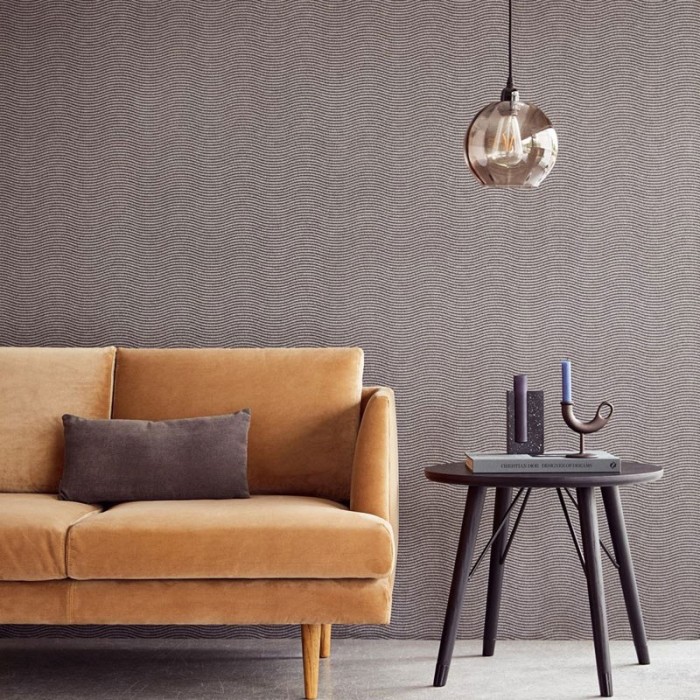 Papel pintado sencillo y elegante efecto ondas con brillantes marrón -  219-2209