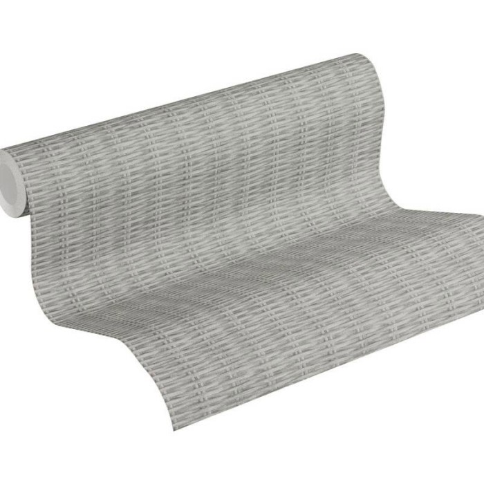 As Creation|Papier peint effet tissu osier gris|Papier Peint