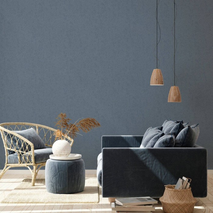 As Creation|Unifarbene Tapete gesprenkelt blau|Tapeten