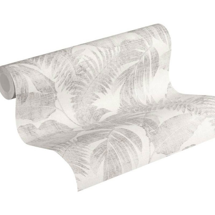 As Creation|Papier peint floral plantes tropicales blanc et marron|Papier Peint