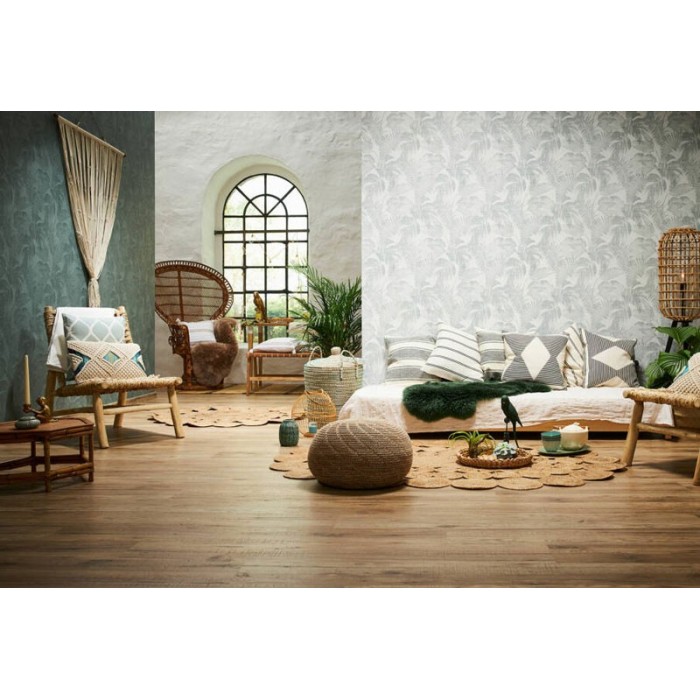 As Creation|Papier peint floral plantes tropicales blanc crème et vert|Papier Peint