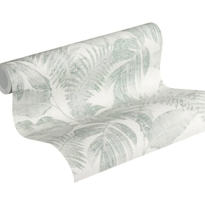 As Creation|Papier peint floral plantes tropicales blanc crème et vert|Papier Peint