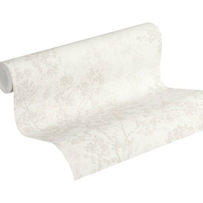As Creation|Embossed tree branches wallpaper white cream|Wallpaper