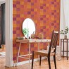 As Creation|Papel pintado tipos azulejos combinados tonos naranjas|Imitacion Azulejos
