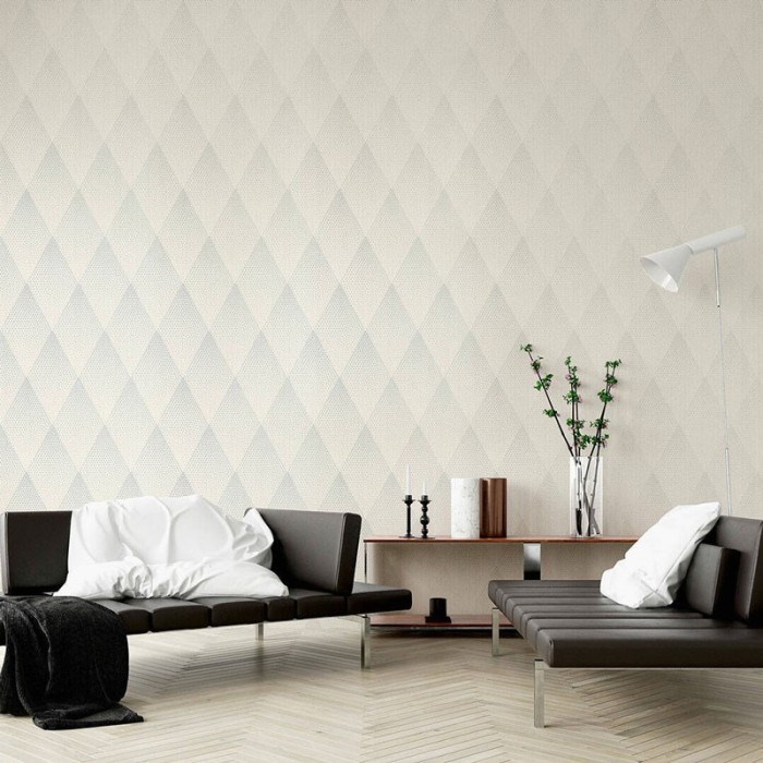 As Creation|Papel pintado moderno metalizado rombos 3D plateado|Rombos