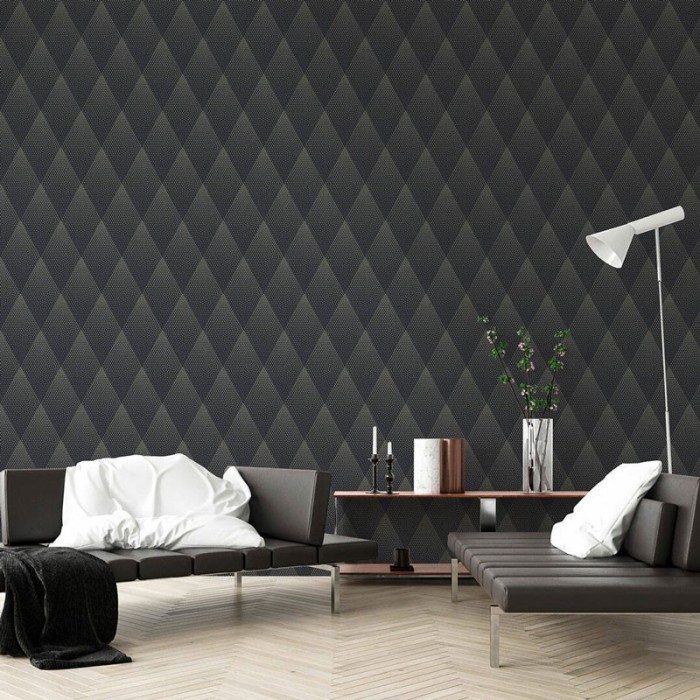 As Creation|Modern 3D diamond wallpaper metallic black shine|Rhombus