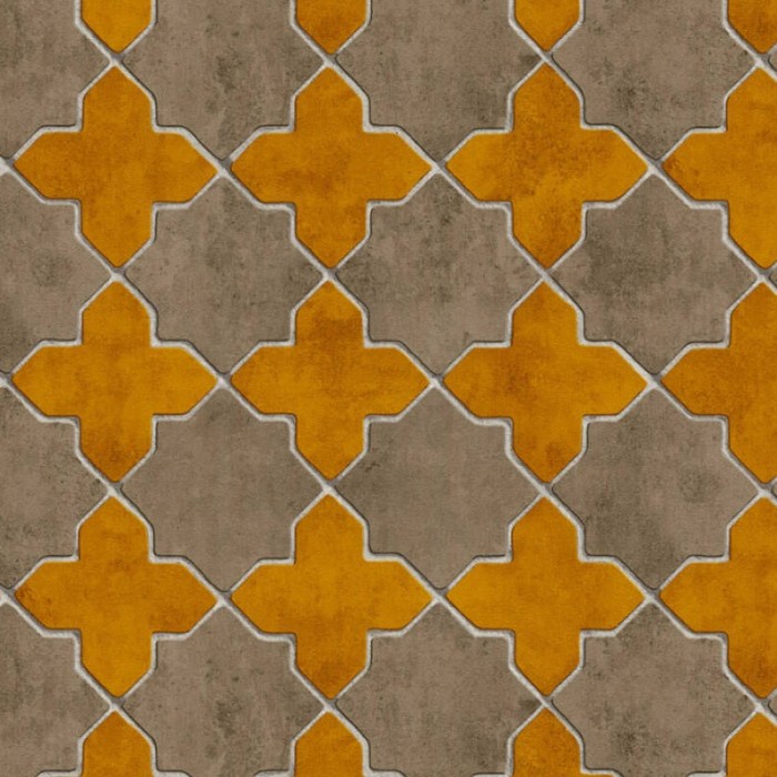 As Creation|Papel pintado azulejos árabe marroquí amarillo|Imitacion Azulejos
