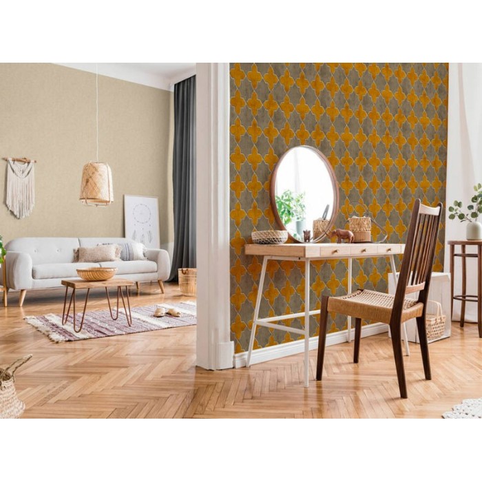 As Creation|Moroccan arabesque tile wallpaper yellow|Tile Imitation
